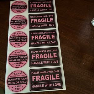 Fragile Sticker’s - 10 per page for a bundle 10. 100 Stickers Total. Brand New!